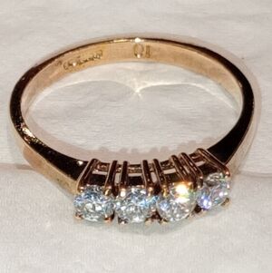 Vintage Ring Gold Tone and 3 Stone Engagement Ring/Stacking Ring /Promise Ring/